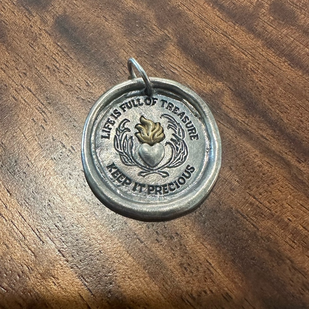 Waxing Poetic Signature Seal Medallion “Life is Full of Treasure” Charm